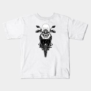 V Strom 1050XT Bike Front View Black and White Kids T-Shirt